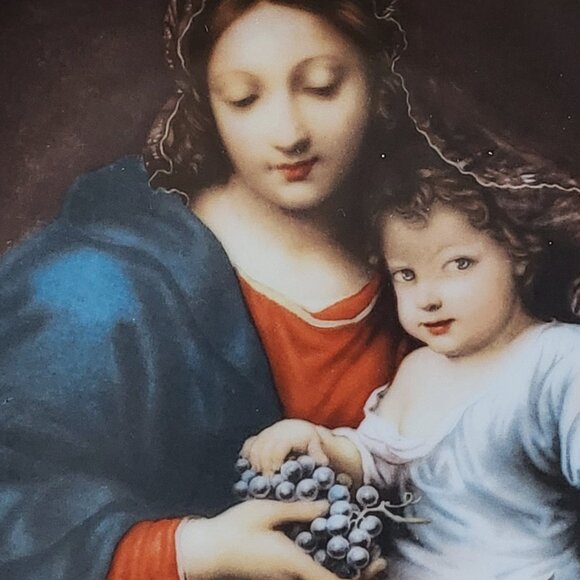 Madonna of the Grapes Porcelain China Collector's Plate by Woodmere China - Picture 4 of 7